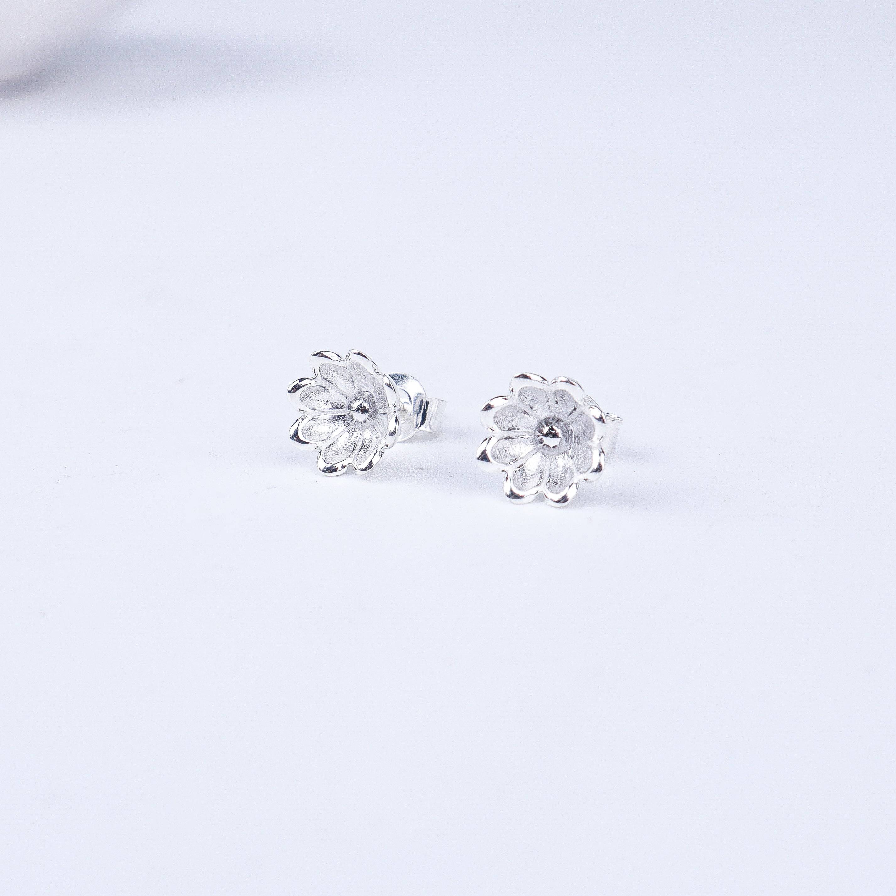 Silver Flower Studs
