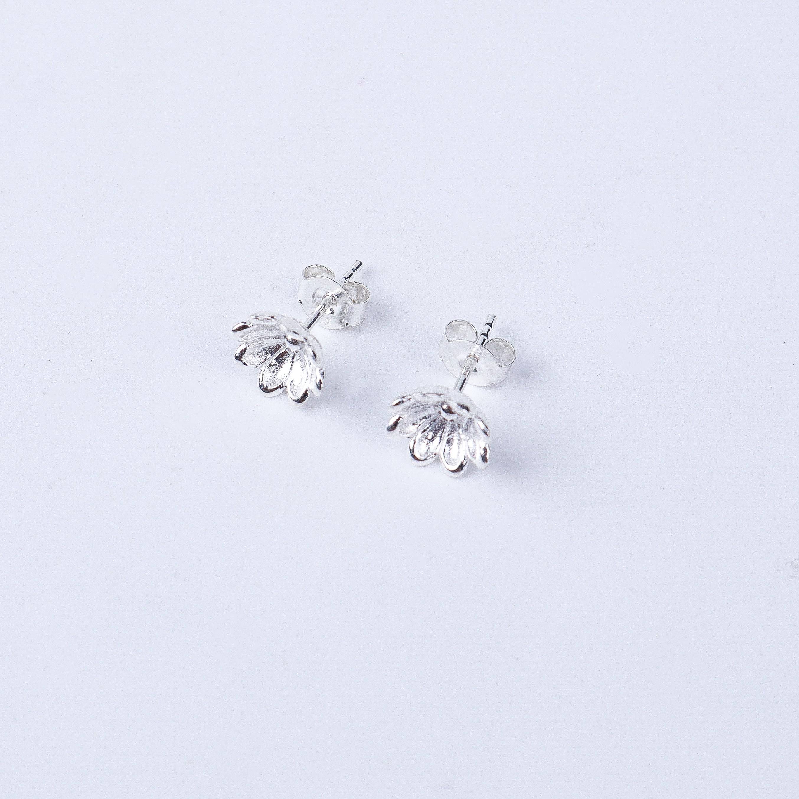 Silver Flower Studs