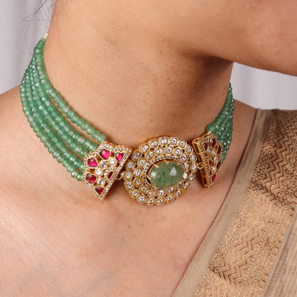 Model wearing 22K gold-plated fashion sets for a sophisticated and elegant jewellery look