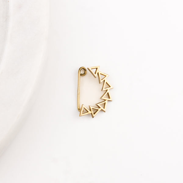 Triangle Line Nath (Left, Clip on) | 92.5 Silver | 22K Gold Plated