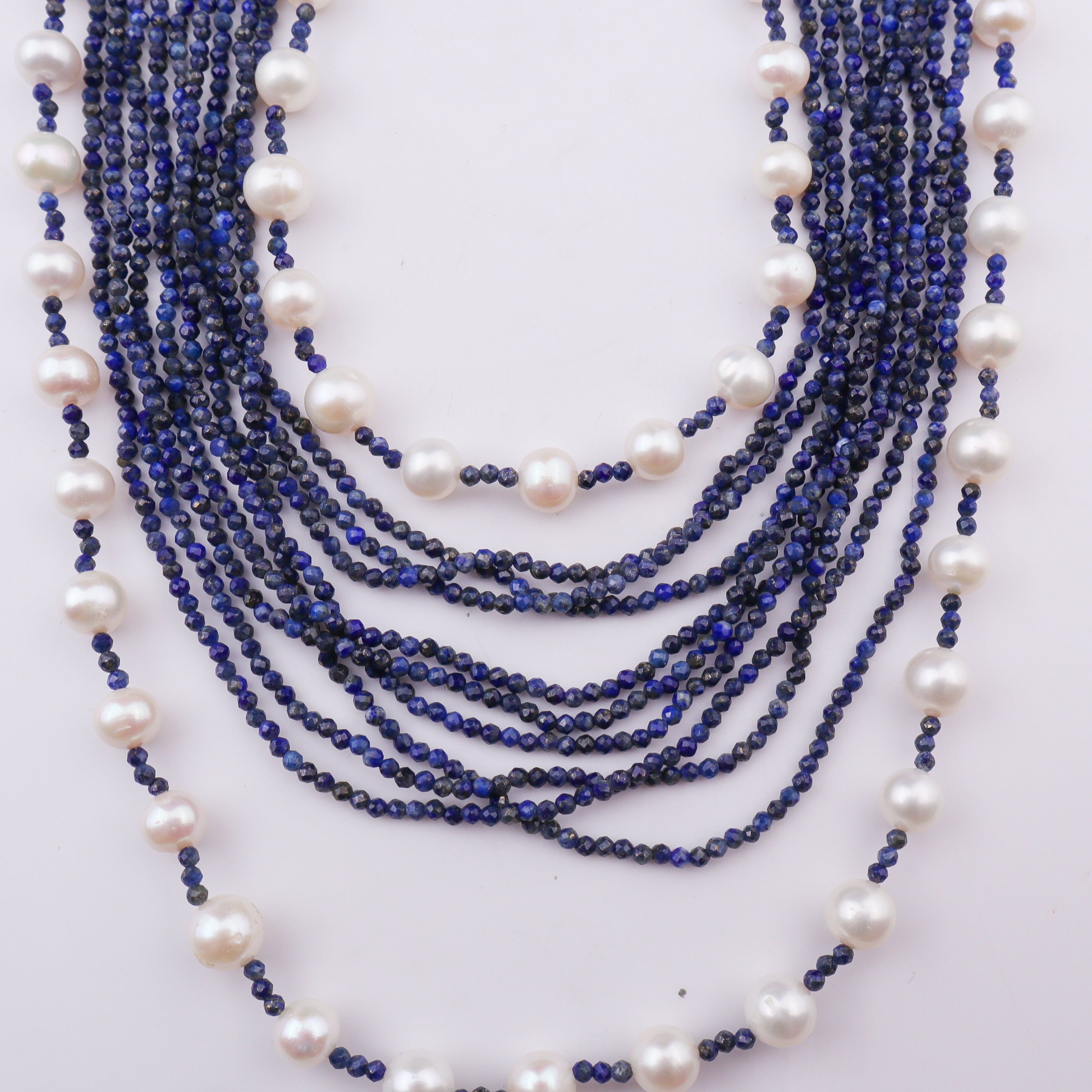 Luxe Necklace - Fresh Water Pearls & Lapis Lazuli