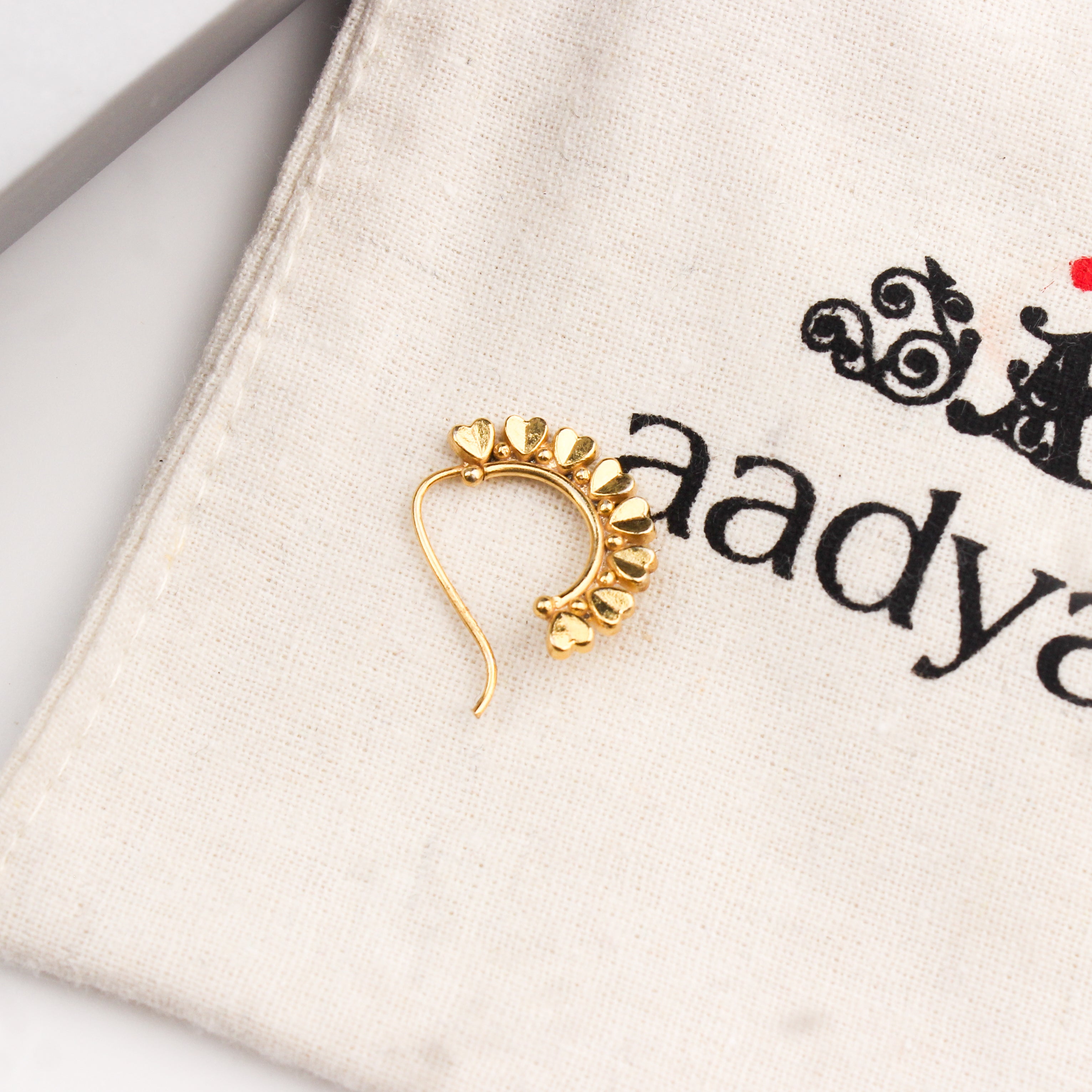 Heart Nath (Left, Pierced) | 92.5 Silver | 22K Gold Plated