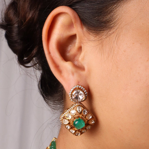 Model wearing 22K Gold Plated Fashion Set for a sophisticated and elegant jewellery look