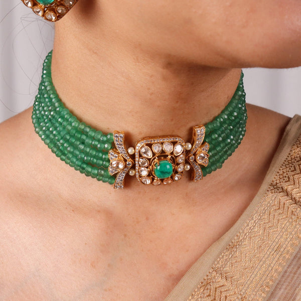 Model wearing 22K Gold Plated Fashion Set for a sophisticated and elegant jewellery look