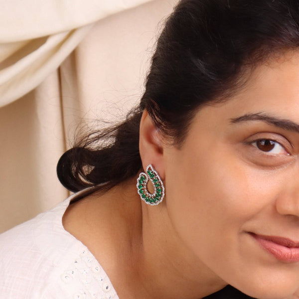 Model wearing fashion earrings for a stylish and contemporary jewelry look