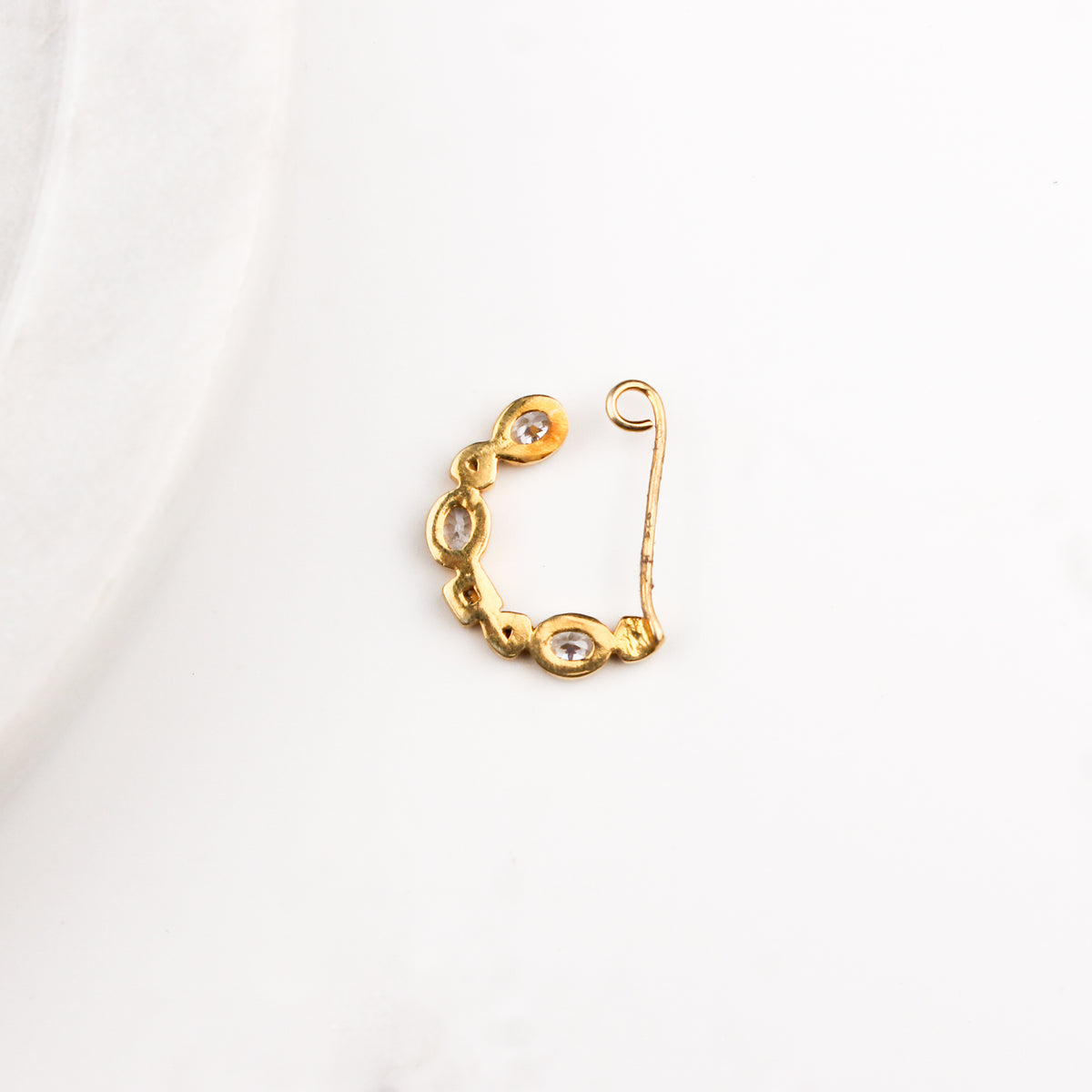 Small CZ Nath Stones (Left, Clip on) | 92.5 Silver | 22K Gold Plated