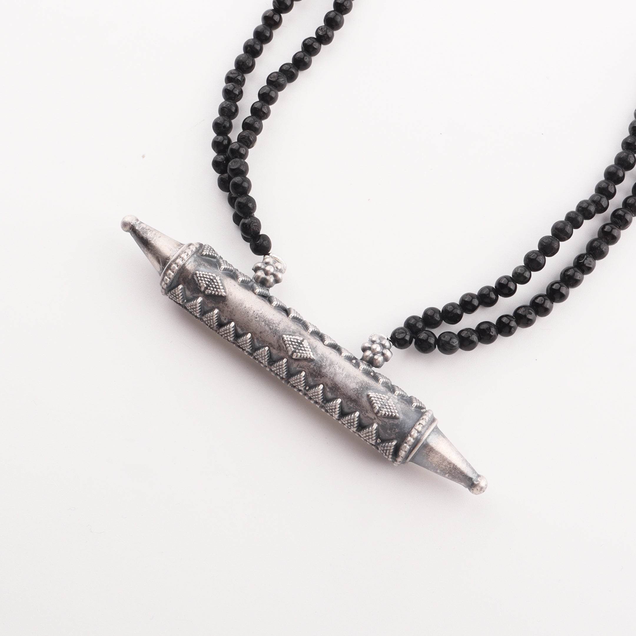 Taveej necklace with black tourmaline pendant in sterling silver