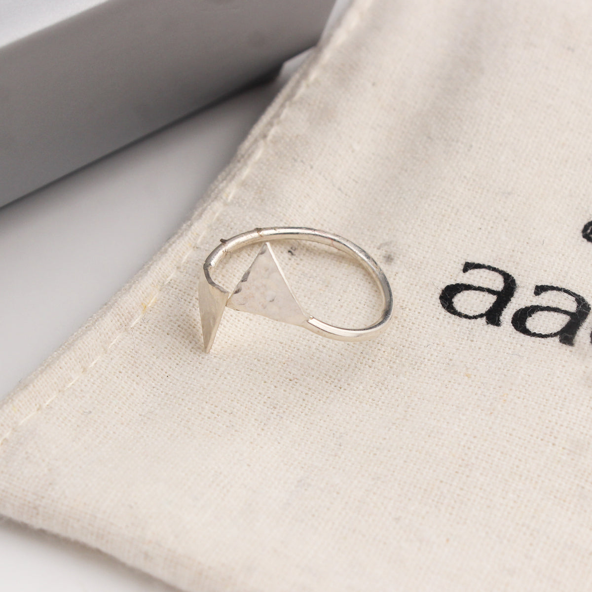 Triangle Shaped Hammered Ring