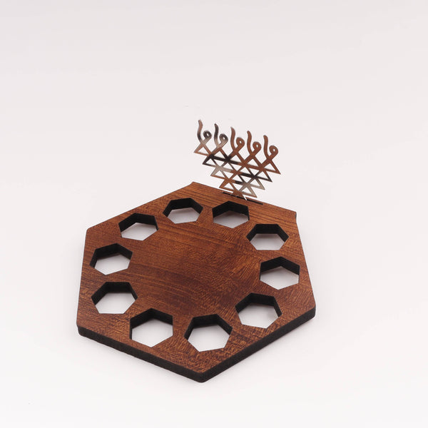 Wooden shadow holder for Saraswati Diya