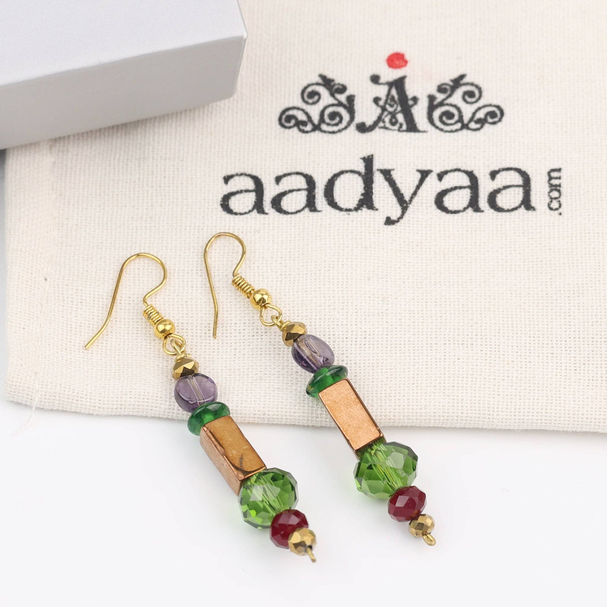 Copper Bead and Glass Bead Earrings