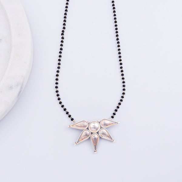 Silver Half Flower Mangalsutra