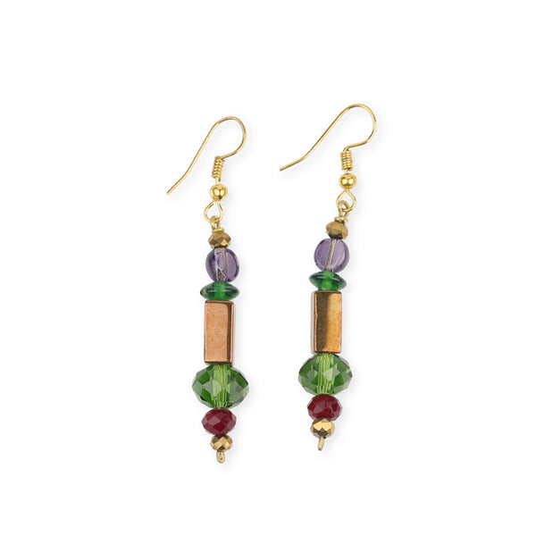 Copper Bead and Glass Bead Earrings