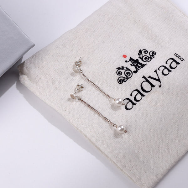 Single Pearl Chain Earring | 92.5 Sterling Silver