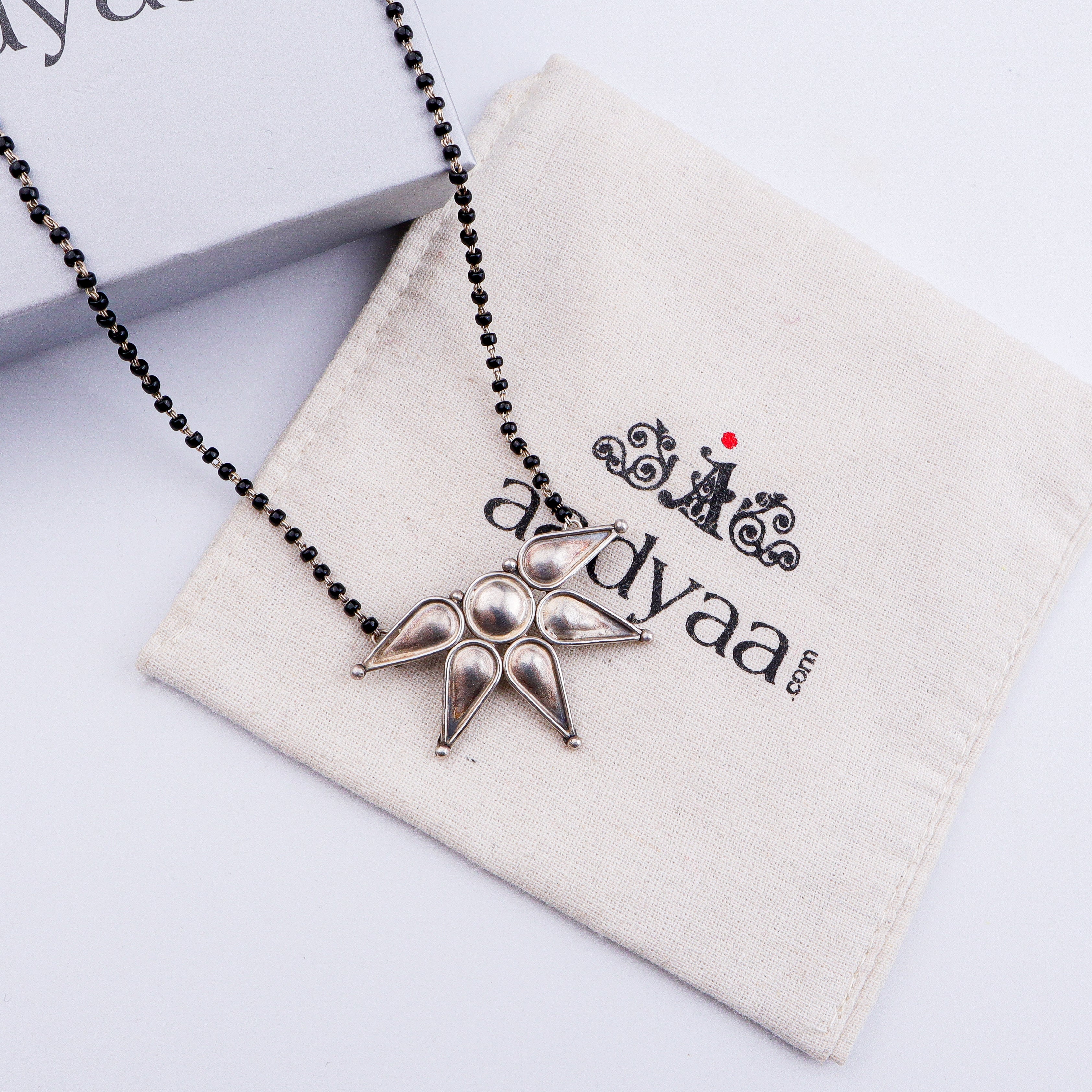 Silver Half Flower Mangalsutra