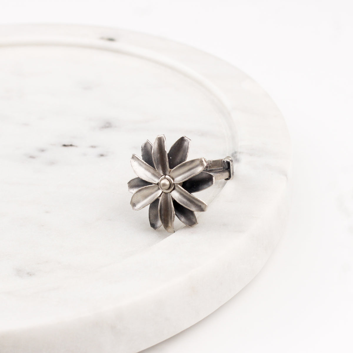 Mini Silver Soorajmukhi (Flower Motif) Ring