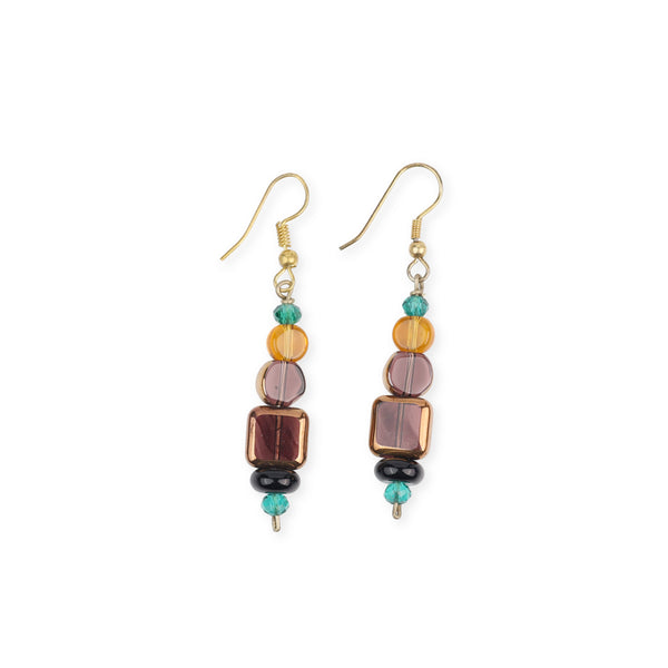 Copper Bead and Glass Bead Earrings