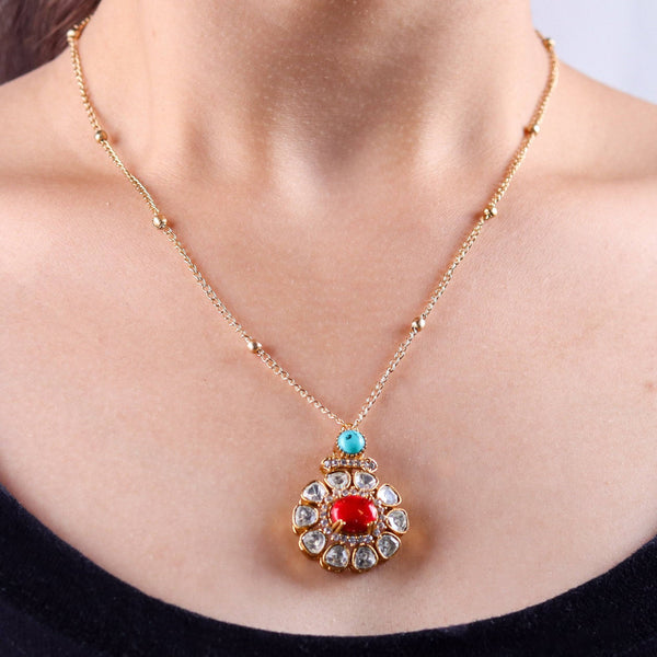 Model wearing 22K gold-plated fashion Set for a sophisticated and elegant jewelry look