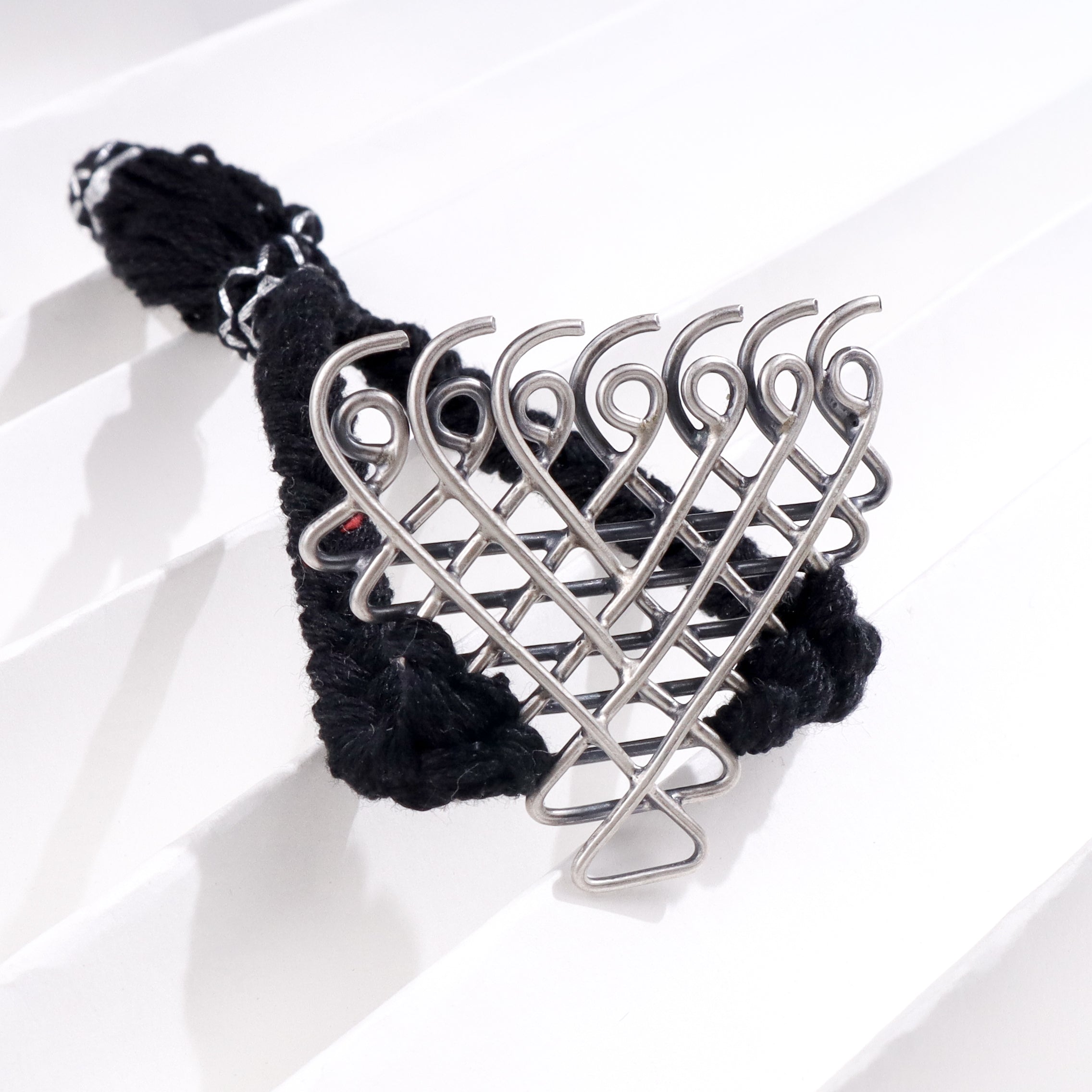 Black Thread Saraswati Bracelet – Big Motif | 92.5 Silver