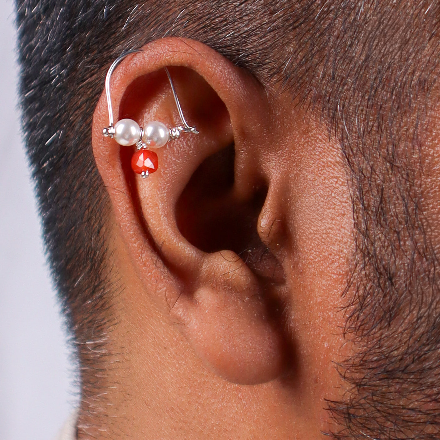 Silver Bhikbali with Carnelian (Pierced)