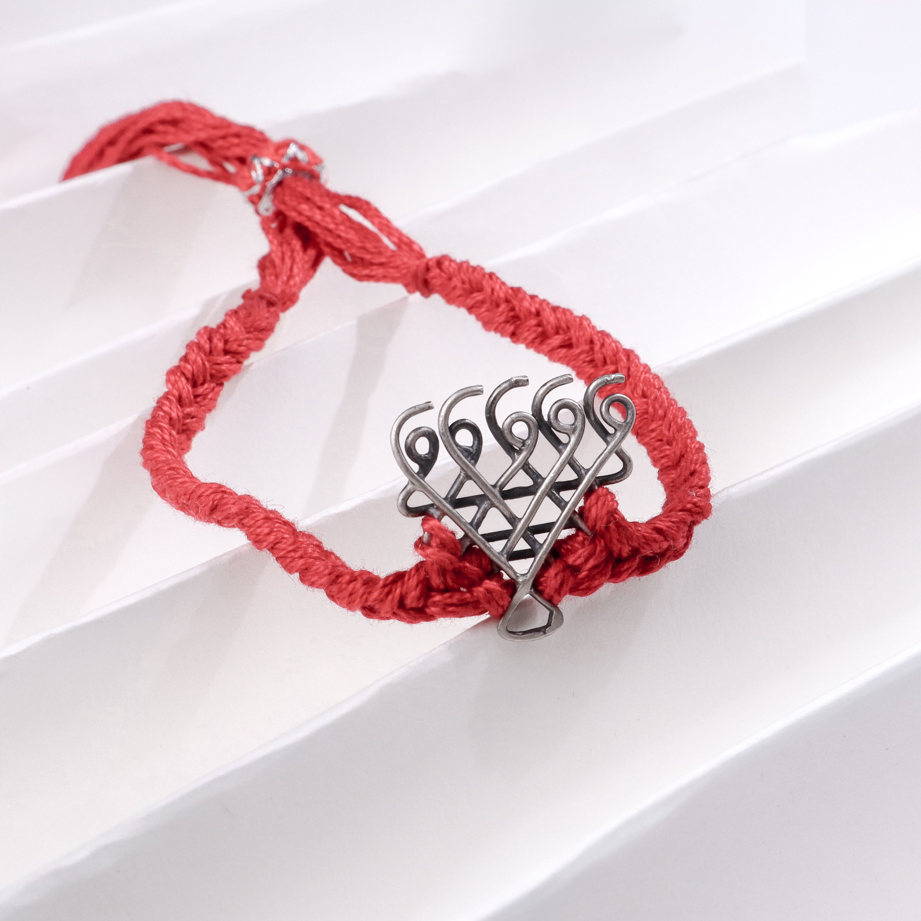 Black Thread Saraswati Bracelet – Small Motif | 92.5 Silver