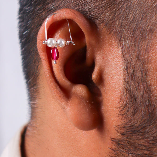 Silver Bhikbali with Ruby (Pierced)