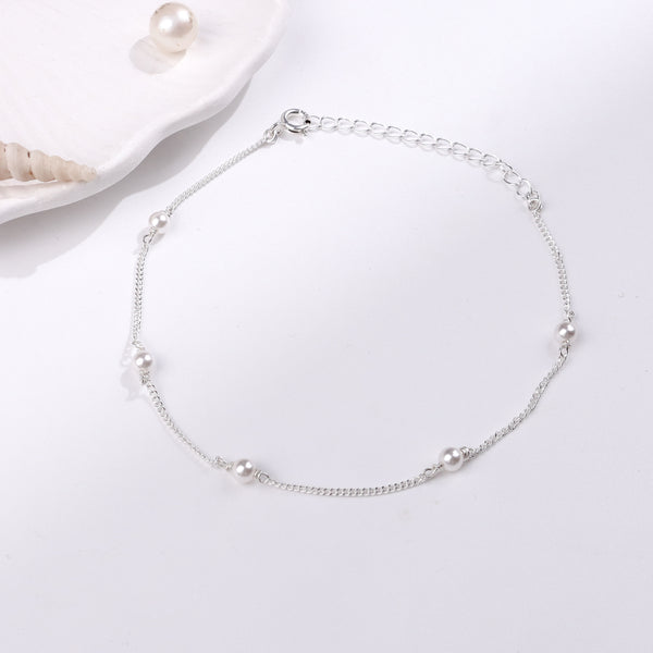 Classic Pearl Anklet | 92.5 Sterling Silver