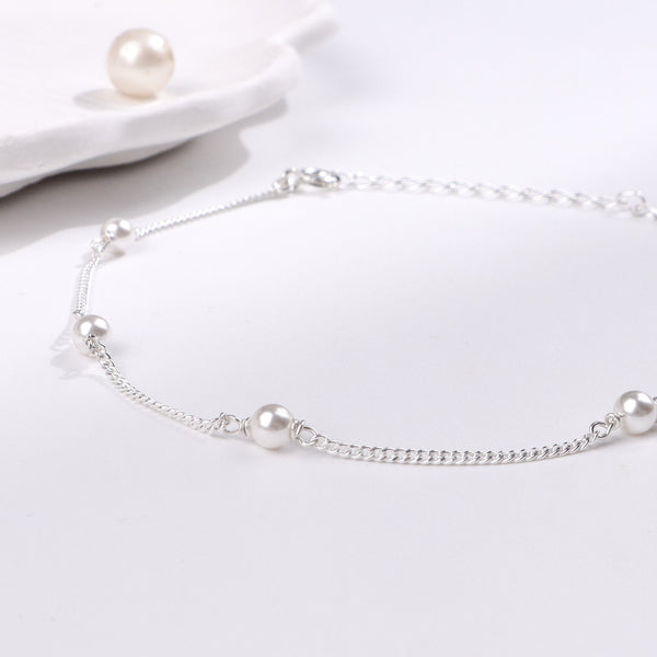 Classic Pearl Anklet | 92.5 Sterling Silver