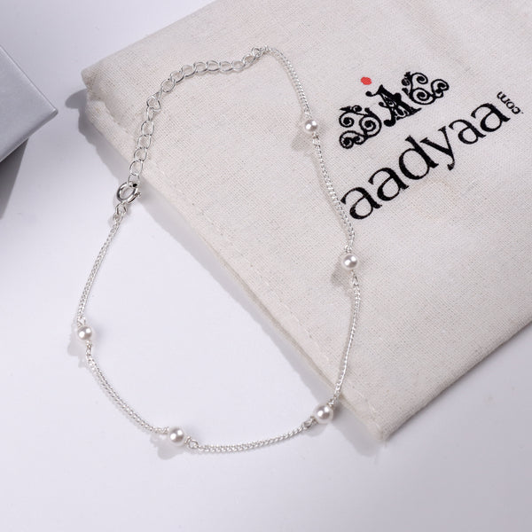 Classic Pearl Anklet | 92.5 Sterling Silver