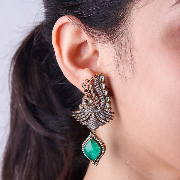 Model wearing 22K gold-plated fashion earrings for a sophisticated and contemporary jewelry look