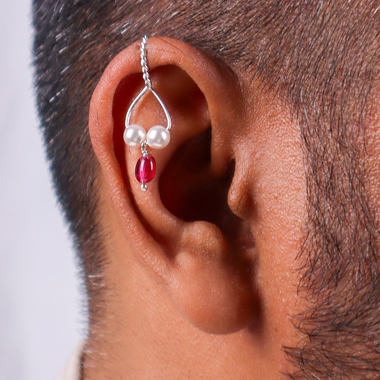 Silver Bhikbali with Ruby (Clip-On)