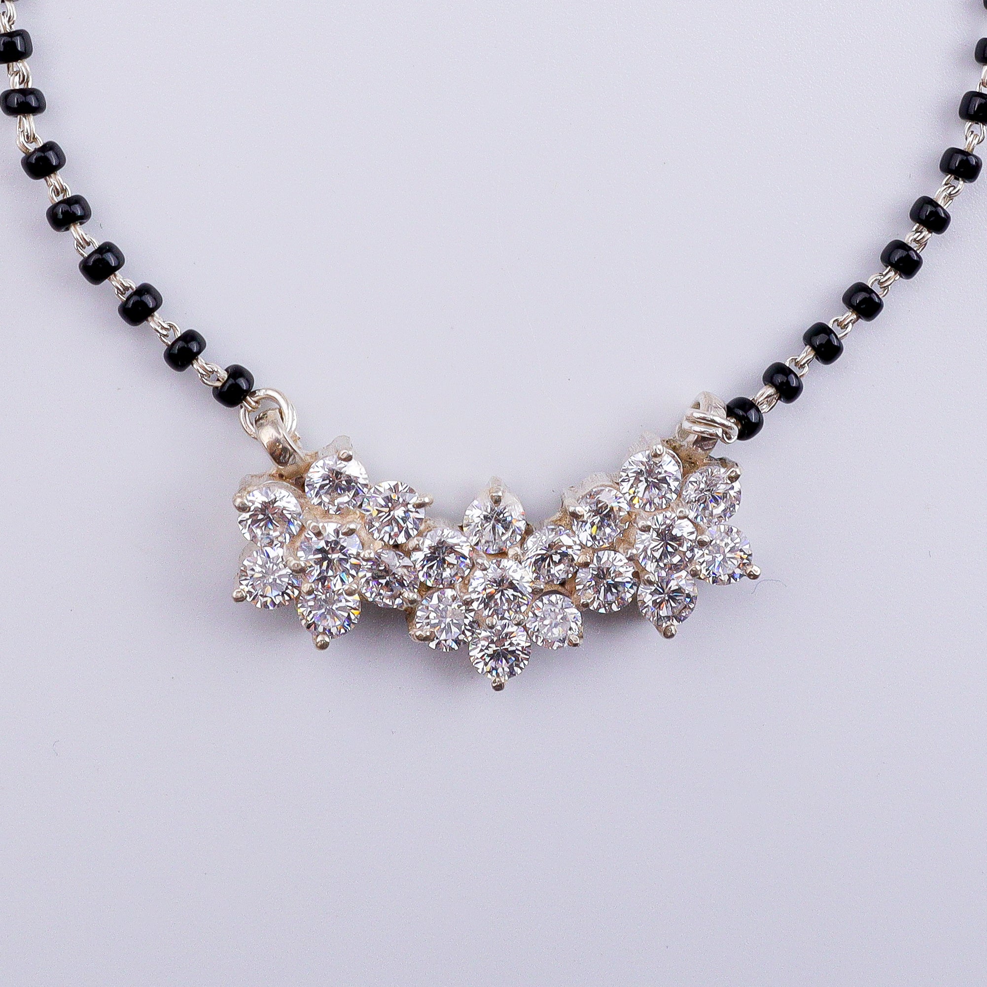 Small CZ Flower Mangalsutra Set | 92.5 Sterling Silver