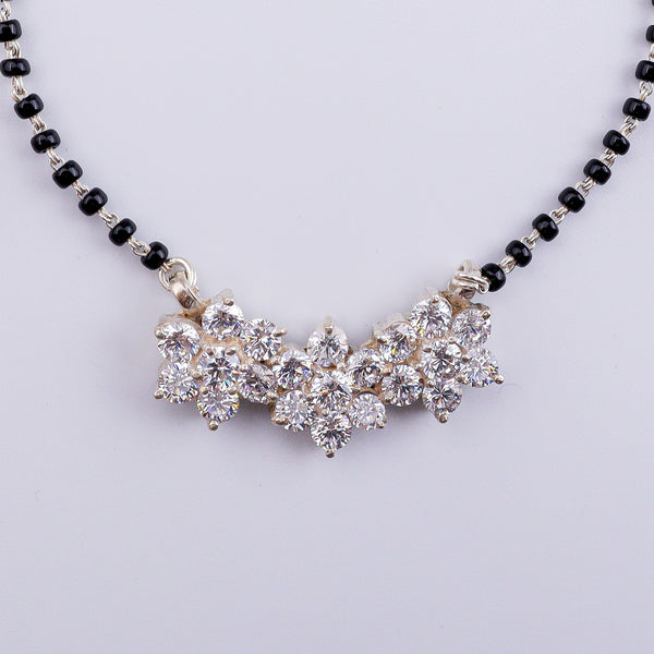 Small CZ Flower Mangalsutra Set | 92.5 Sterling Silver