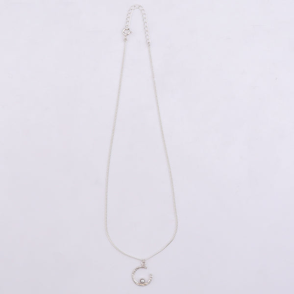 Sliver Semi-Circle and Pearl Necklace