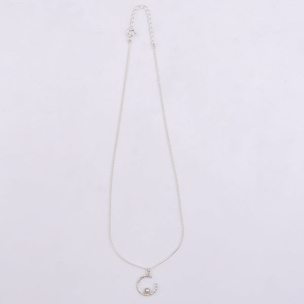 Sliver Semi-Circle and Pearl Necklace