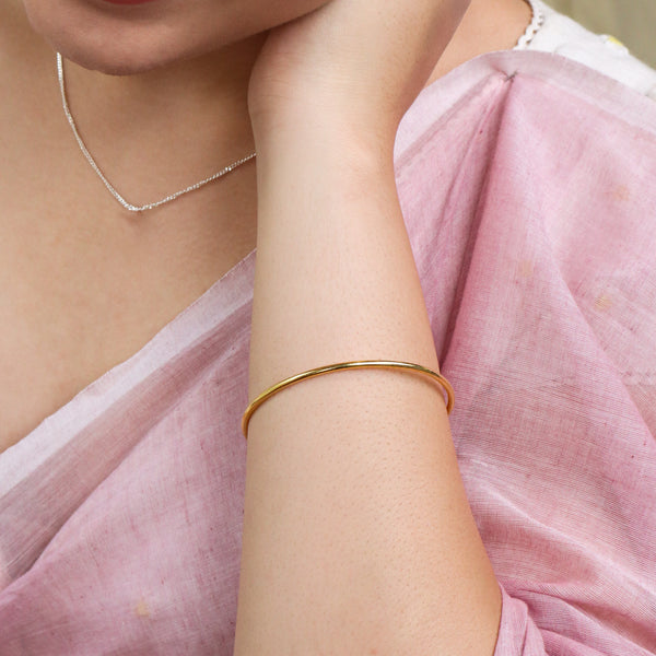 Plain Silver Bangle | 92.5 Silver | 22K Gold Plated