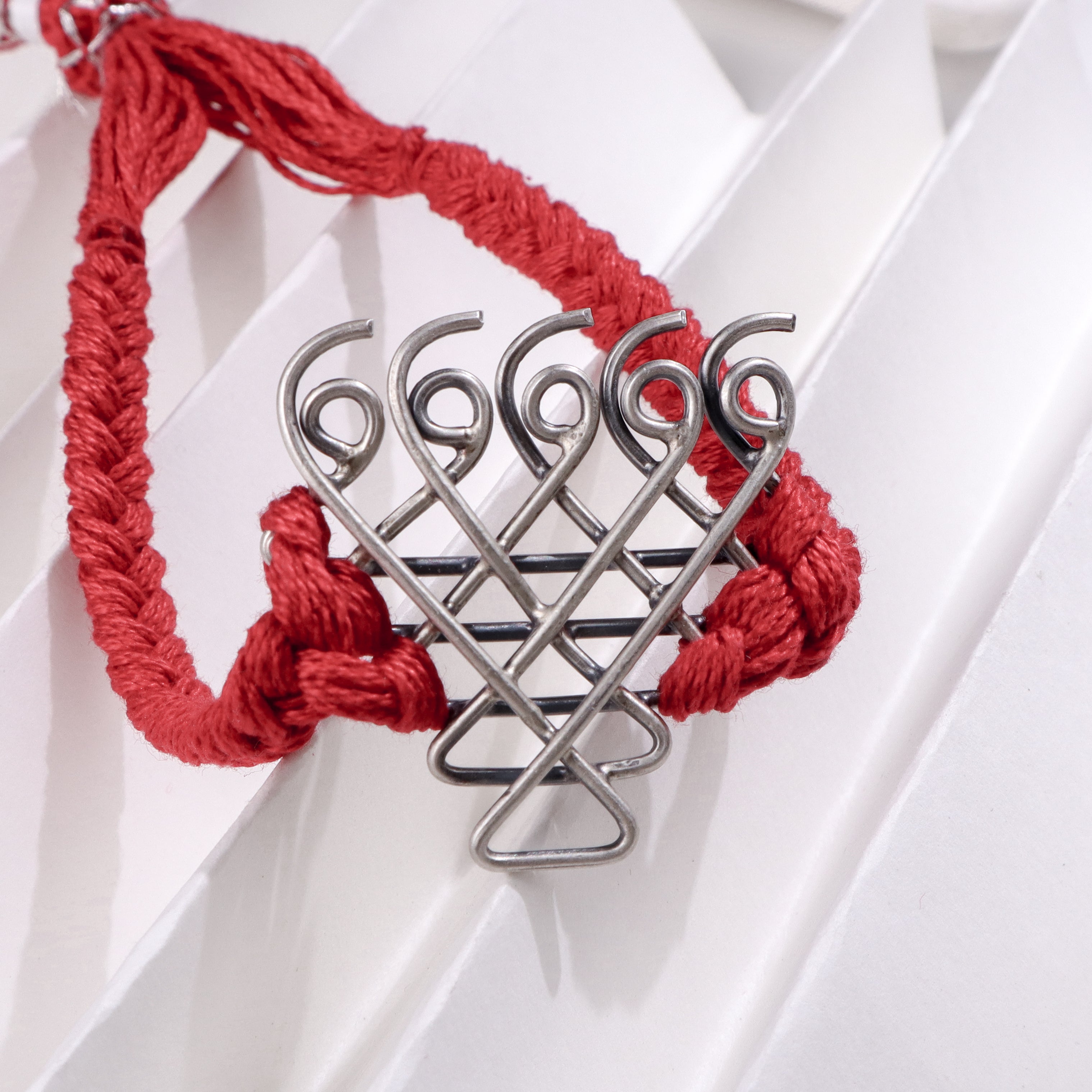 Red Thread Saraswati Bracelet – Medium Motif | 92.5 Silver