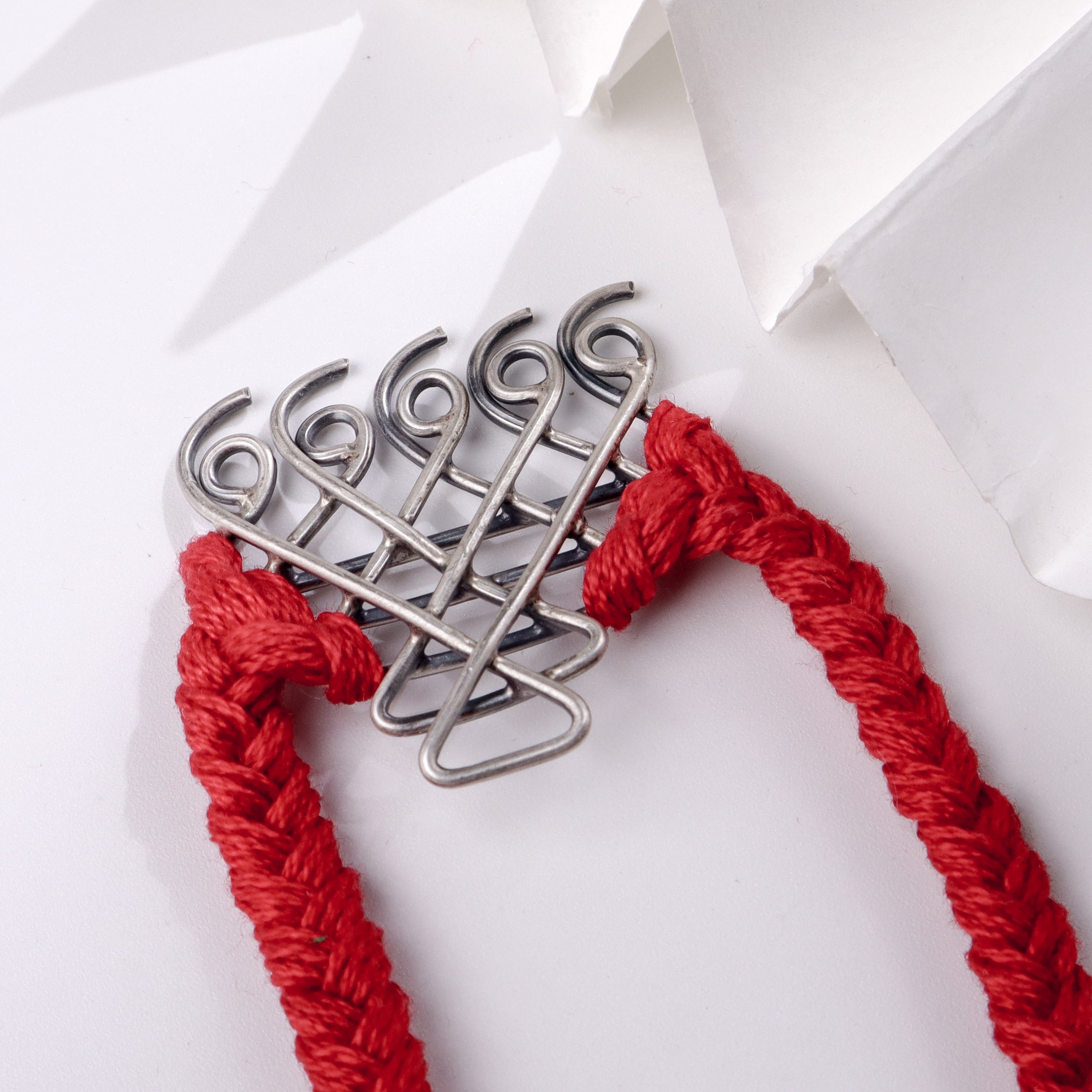 Red Thread Saraswati Bracelet – Medium Motif | 92.5 Silver