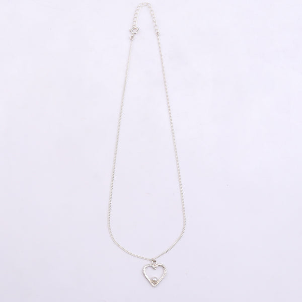 Sliver Heart and Pearl Necklace