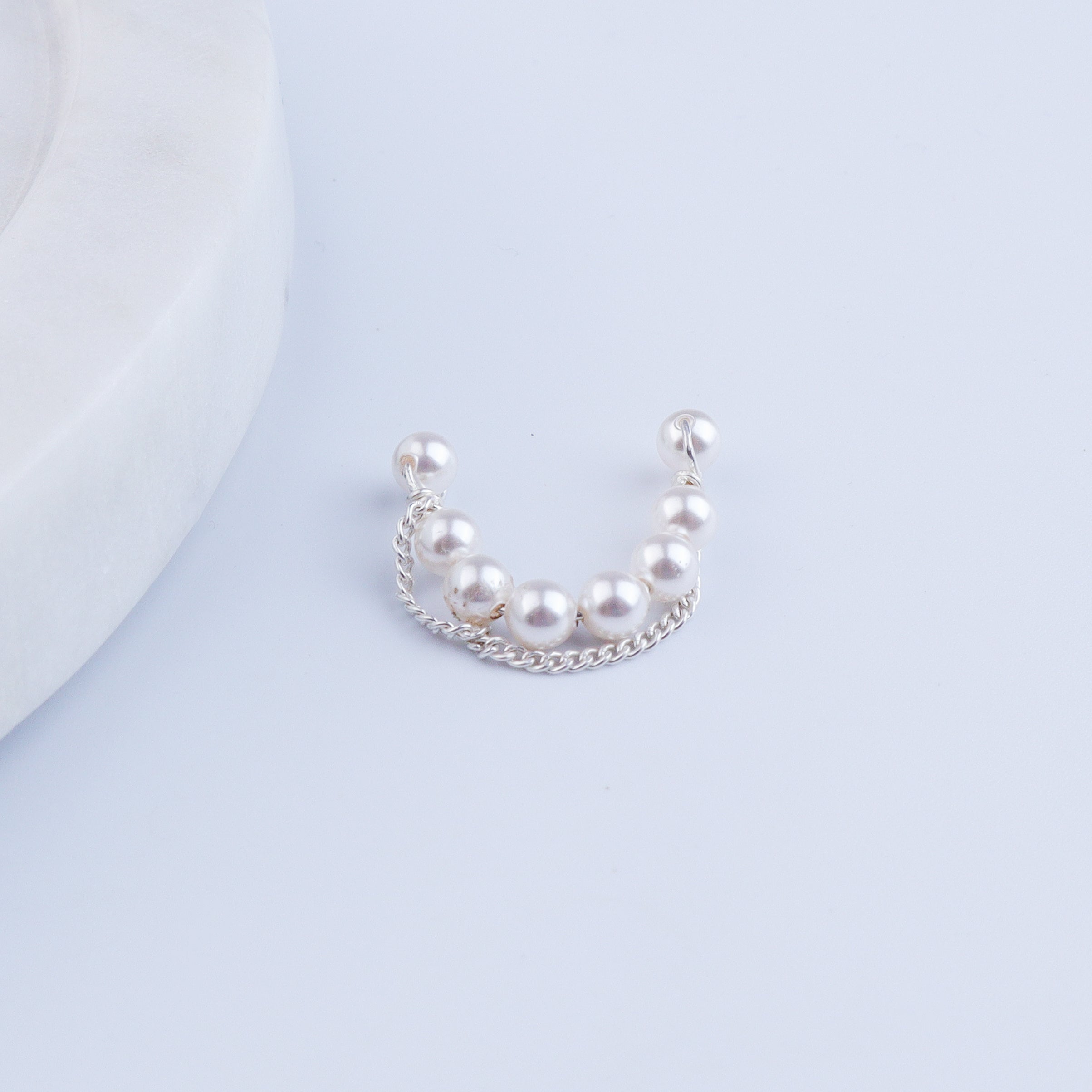 Pearl Layer and Chain Earcuff