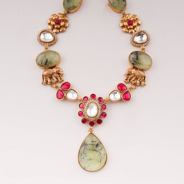 Close-up of 22K Gold-Plated Fashion Set showcasing intricate detailing, fine craftsmanship, and rich 22K gold plating