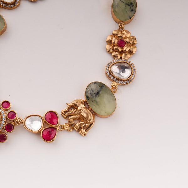 Flat-lay of 22K Gold-Plated Fashion Set with complementary gold-plated jewelry and elegant festive accessories