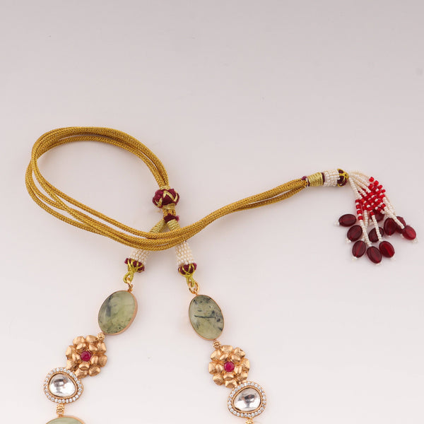 Angled view of the 22K gold-plated fashion set highlighting its coordinated design, elegant structure, and polished gold finish