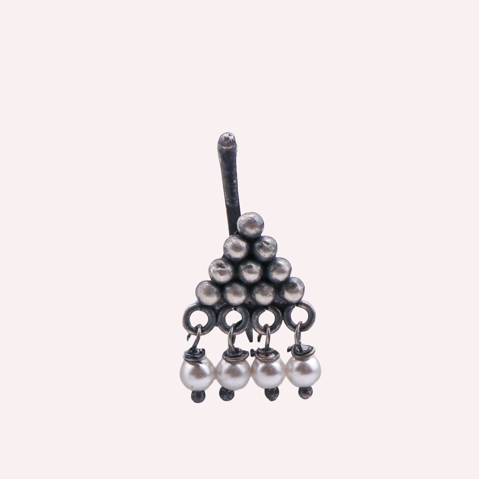 Oxidised Pyramid Clip-On Nose Pin (Large)