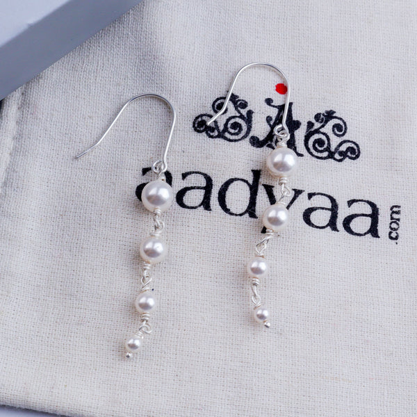 Silver Pearl Dangler Earrings