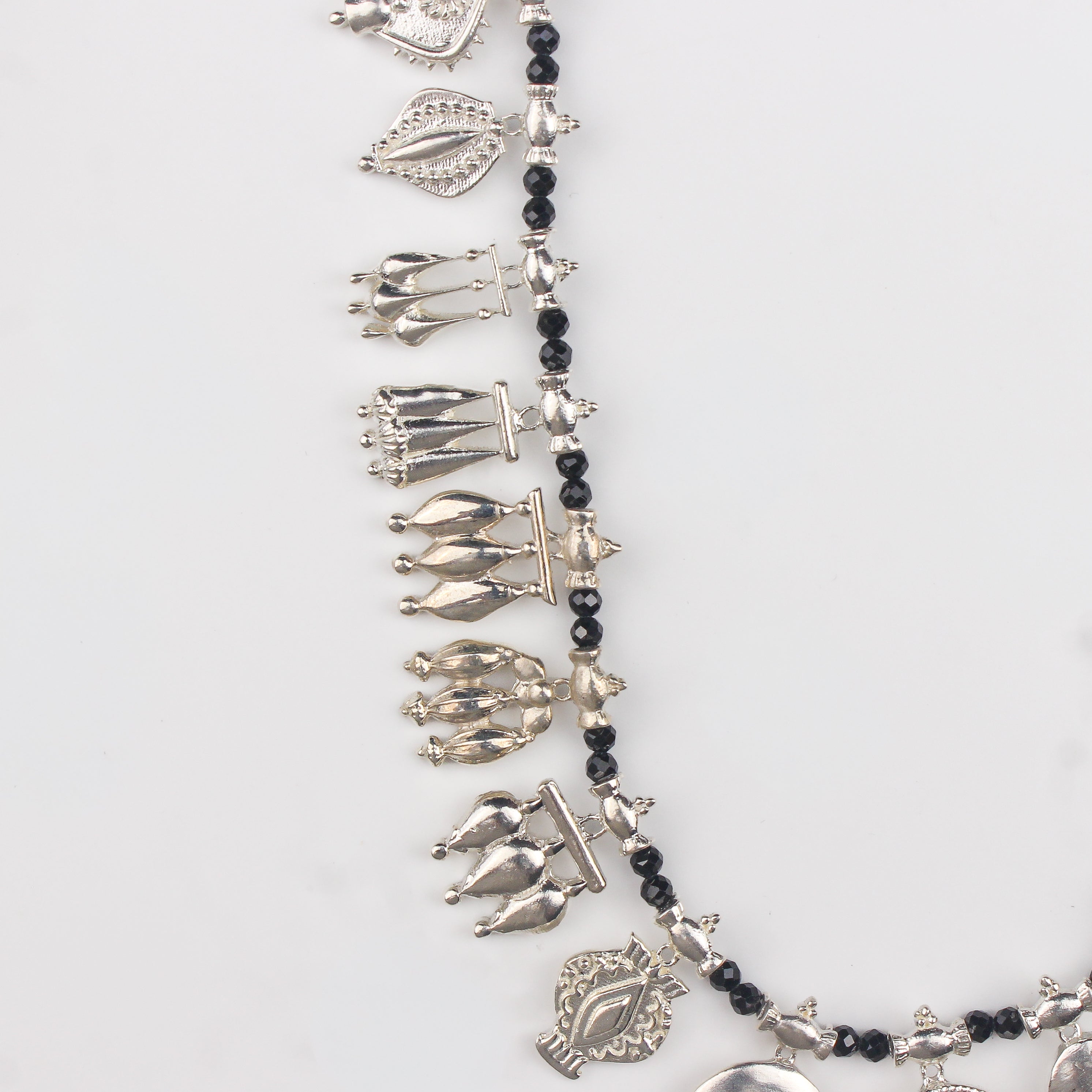 The Aadyaa Saaj - Shiny Silver, Black spinel (Made to Order)