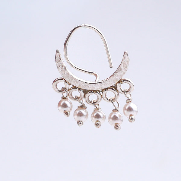 Silver Hammered Chandrakor Pierced Nose Pin (Large)