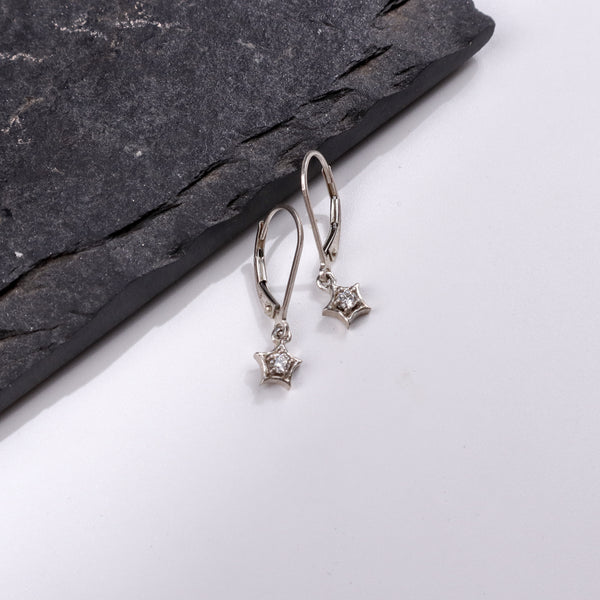 Silver star earrings with CZ stones for jewelry accessories