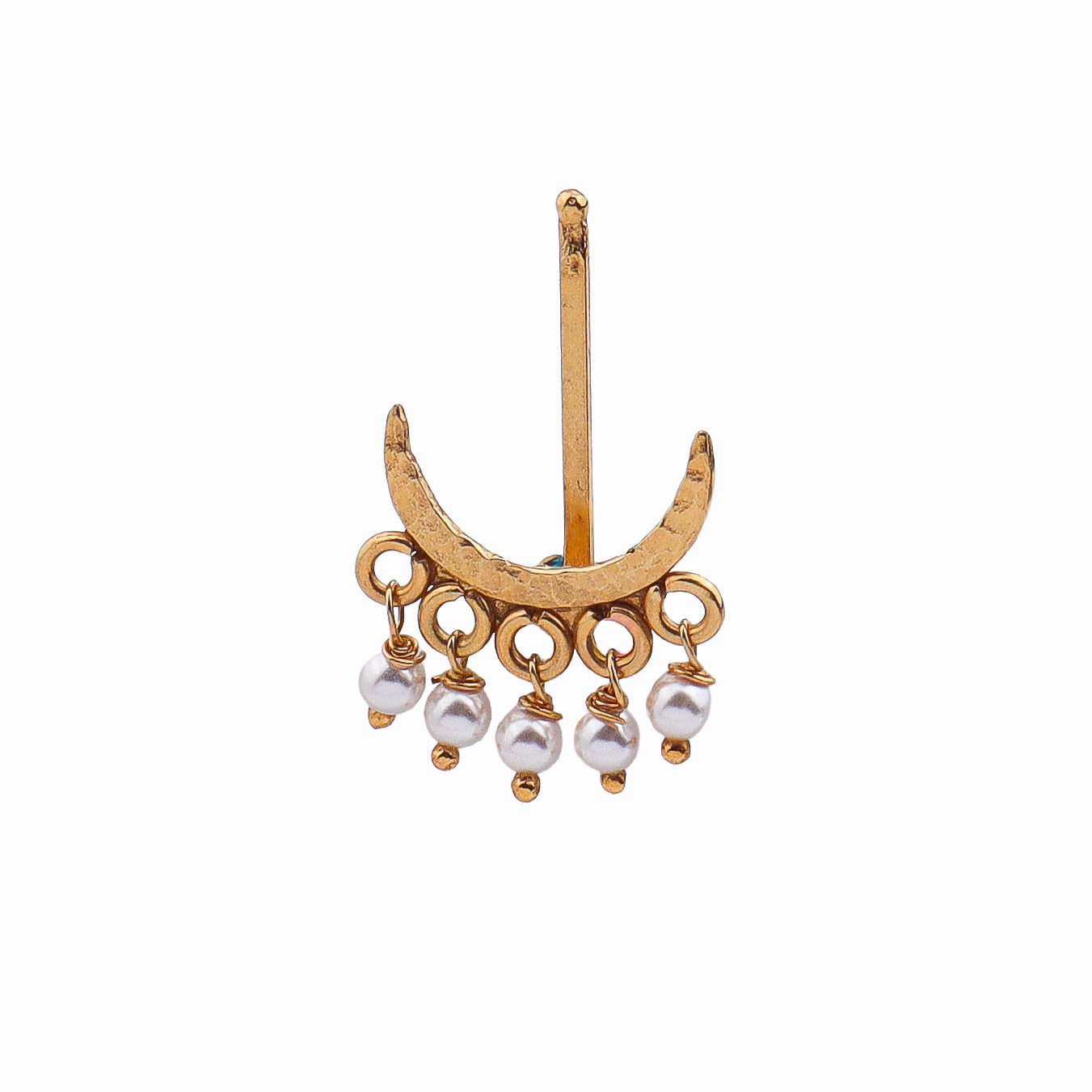 Hammered Chandrakor Clip-On Nose Pin | 22K Gold-Plated (Large)