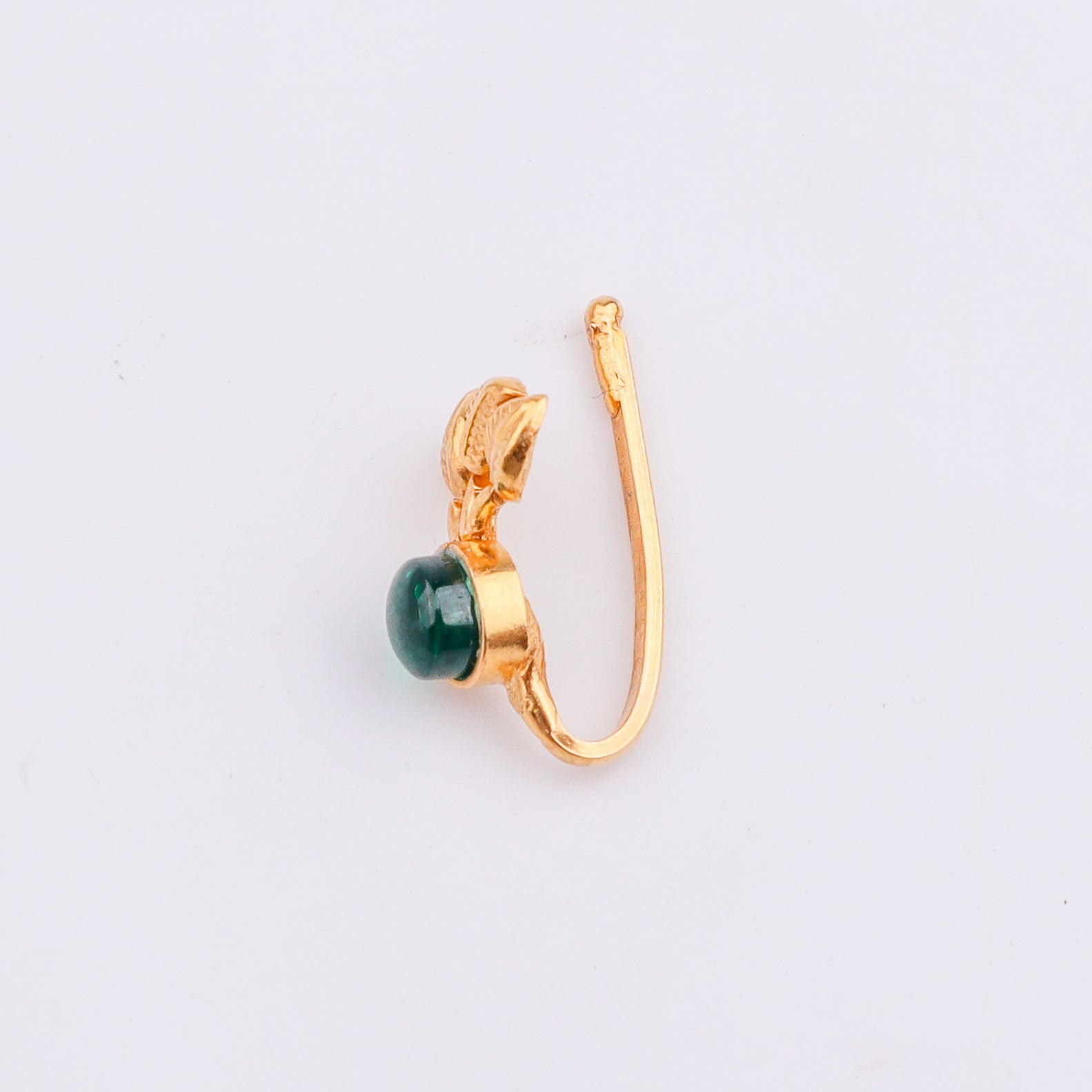 Green Petalfall Clip-On Nose Pin | 22K Gold-Plated (Large)