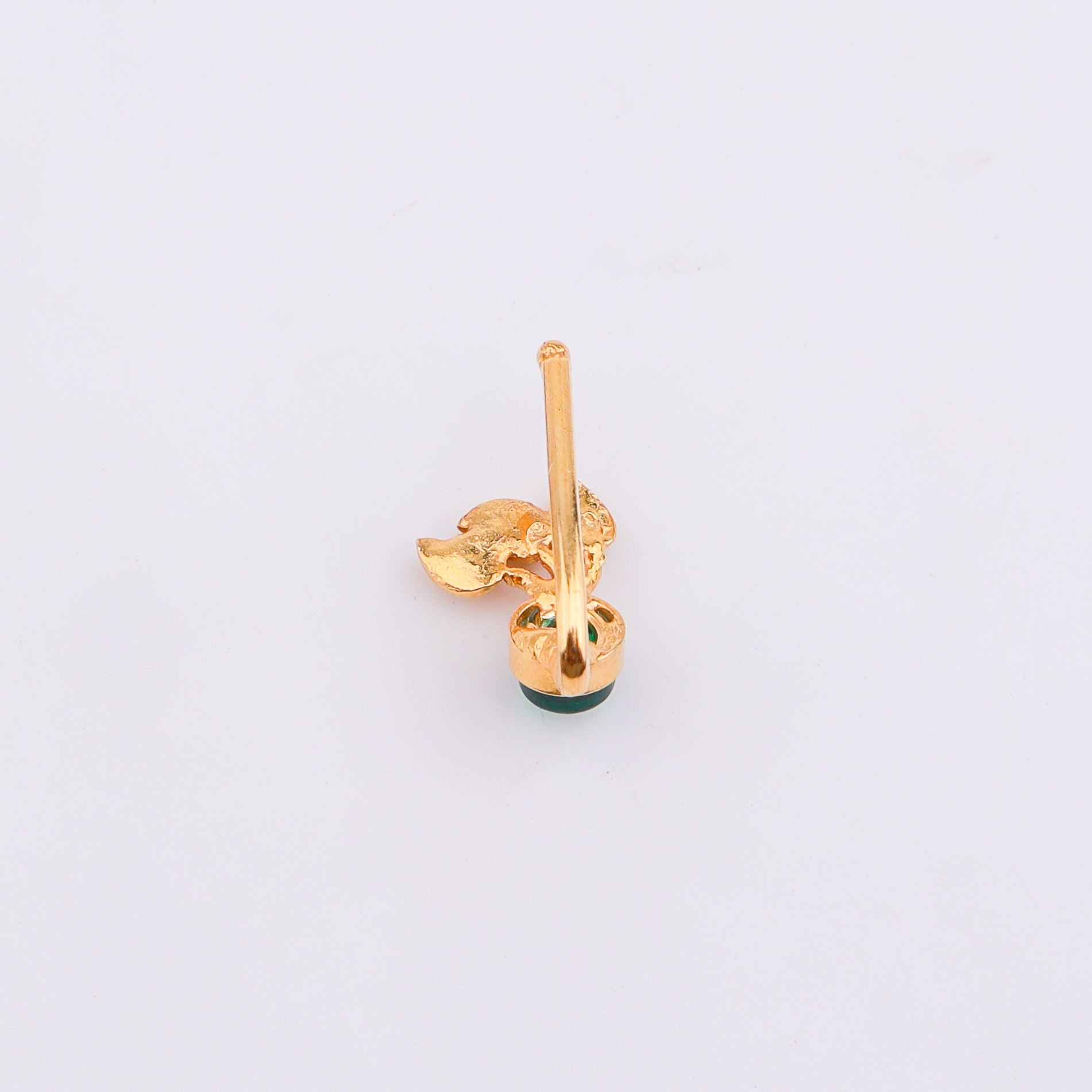 Green Petalfall Clip-On Nose Pin | 22K Gold-Plated (Large)